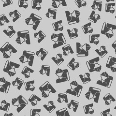 Poster - Architect man project paper solid seamless pattern, architect studio theme. Vector graphics. Construction worker with project plan sign background, filled with glyphs icon.