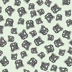 Poster - Home house design and pencil solid seamless pattern, architect studio theme. Vector graphics. Cottage building project drawing sign background, filled with glyphs icon.