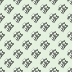 Poster - Home house design and pencil line seamless pattern, architect studio theme. Vector graphics. Cottage building project drawing sign with background, repeat line icon.
