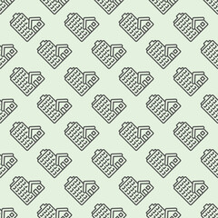 Poster - Skyscraper tower and cottage building line seamless pattern, real estate theme. Vector graphics. City skyscraper, private house sign with background, repeat line icon.