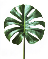 Wall Mural - Monstera leaf isolated on white background, showcasing vibrant green color