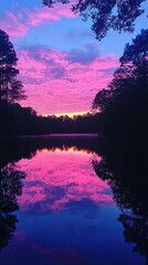 Wall Mural - breathtaking twilight sky with shades of color over calm water