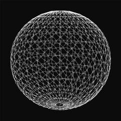 Poster - A white sphere with a black background. The sphere is made up of many lines and dots. The image has a futuristic and abstract feel to it