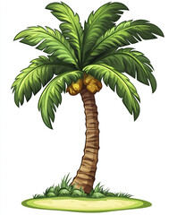 palm tree with coconuts on white background