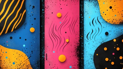 Wall Mural - set of fun colorful line doodle seamless pattern. creative minimalist style art background collectio