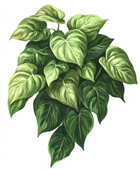 Wall Mural - Lush green philodendron leaves isolated on white background