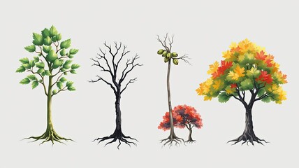 Spring Summer Autumn Winter Trees Nature Seasons Growth Foliage Botany
