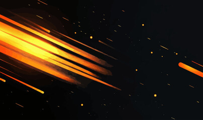 Poster - Dynamic Black and Orange Abstract Background with Yellow Light Streaks and Speed Effect Vector Illustration