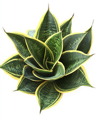 Wall Mural - Sansevieria plant with variegated leaves isolated on white background