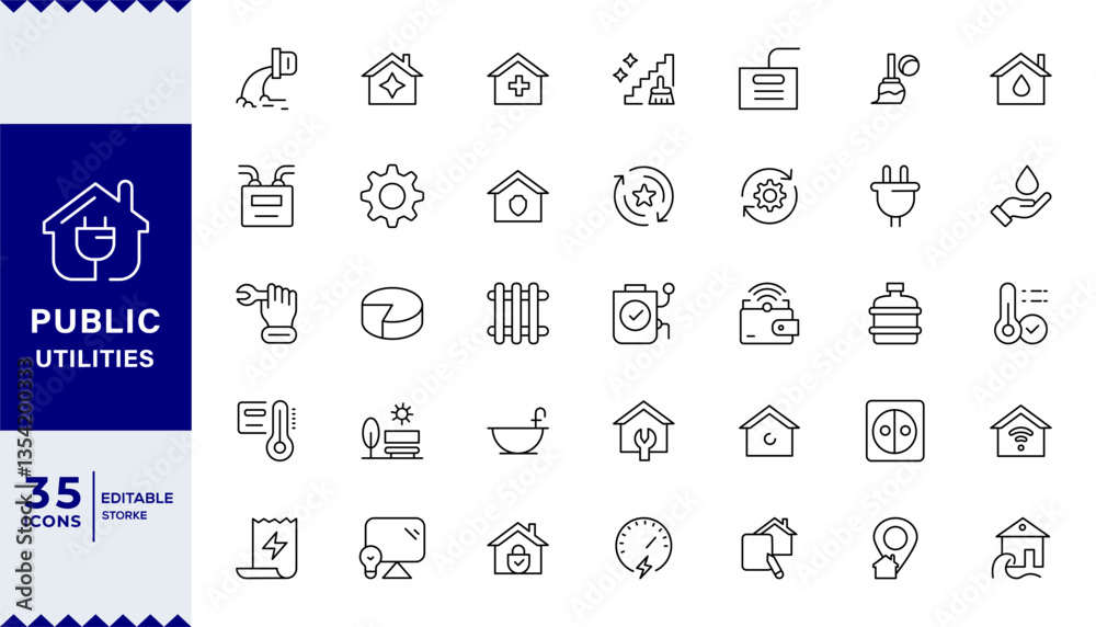 Pixel Perfect Public Utilities outline icons with editable stroke ...