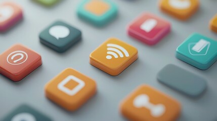 Poster - A minimalist communication icon set, showcasing tools for messaging, calling, and video conferencing. 