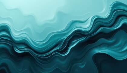 Fototapete - Elegant Fluid Abstract Art Dark Teal and Aqua Swirls Background