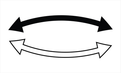 Poster - Set of double headed curve whit and black arrows. Dual sided curved arrow icon. Black and white arrow outline. Double reverse arrows. vector design. Dual semi circle arrow.