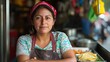 © Axtra - portrait of hardworking mexican woman cooking tacos at traditional street food stand symbolizing authentic cuisine cultural heritage and latin american culinary lifestyle in open market