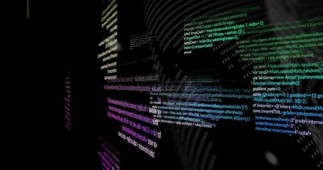 Poster - Colorful animation of floating code lines creating dynamic digital environment