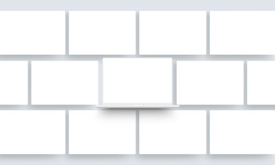 Fototapete - Clay Laptop Mockup With Blank Web Screens For Showcase Your Website Designs. Vector Illustration