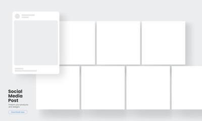 Fototapete - Social Media Frame With Blank Square Posts, Blank Template For Your Designs. Vector Illustration