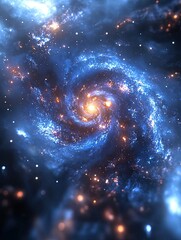 view from space of a spiral galaxy and stars. the universe filled with stars, nebulae and galaxies