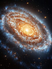 Wall Mural - View from space of a spiral galaxy and stars. The universe filled with stars, nebulae and galaxies