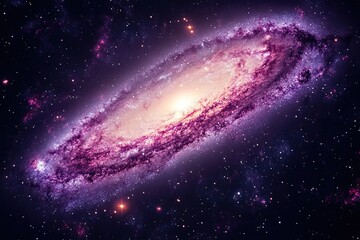 Wall Mural - View from space of a spiral galaxy and stars. The universe filled with stars, nebulae and galaxies