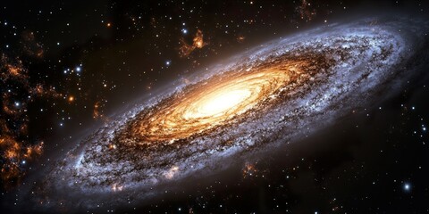 Wall Mural - cosmic abyss: a black hole's dance with the galaxy.