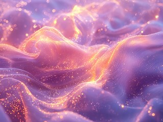soft glowing dna strands rise into a floating neural network under ethereal blue lavender and golden