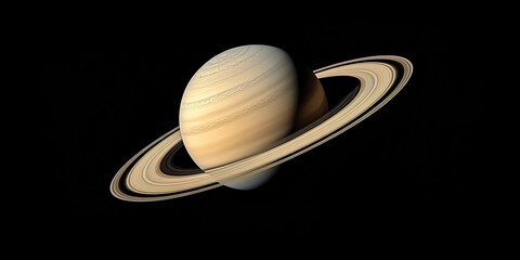 Wall Mural - ringed wonder: a saturn-like planet floating in the void of space.