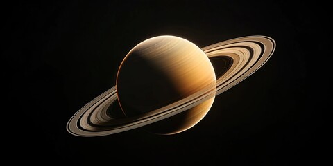 Wall Mural - ringed planet: saturn-like world isolated on a purple background, celestial wonder.