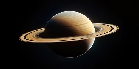 Wall Mural - ringed planet on purple: a celestial body isolated in cosmic space.