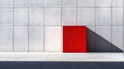 Poster - A striking red cube against a pristine white cubic wall, showcasing a powerful contrast in geometric and modern design.