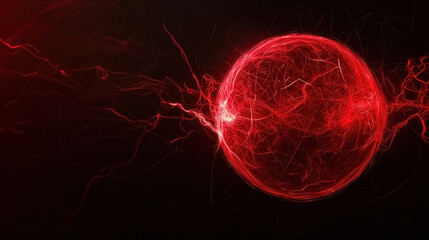 Poster - Red sphere made of swirling particles, symbolizing danger and warning