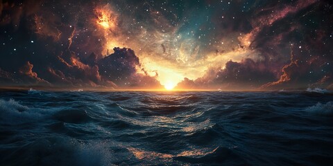 Wall Mural - nebula ocean: a starry sea of cosmic wonder and imagination.
