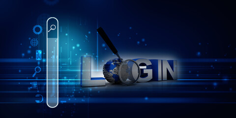 Poster - 3d login illustration with globe

