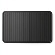 © Ira - Flat design rubber car mats vector, rectangular shape with anti-slip ridges, dark gray tones, smooth clean lines, isolated on a white background, professional and simple style.