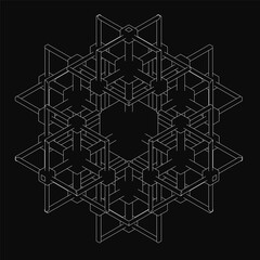 Poster - A black and white image of a geometric shape with a white dot in the center. The image has a minimalist and abstract feel to it, with the white dot being the focal point