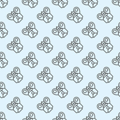 Poster - user with map distance line seamless pattern, remote work theme. vector graphics. location pins, arr