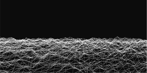 Poster - A black and white image of a vast ocean with a few white lines. The image is abstract and gives off a feeling of emptiness and loneliness