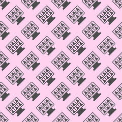 Poster - monitor screen with team conference solid seamless pattern, remote work theme. vector graphics. disp