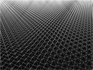 Poster - A black and white image of a patterned surface with a lot of triangles. The image has a sense of depth and complexity, with the triangles appearing to be layered on top of each other