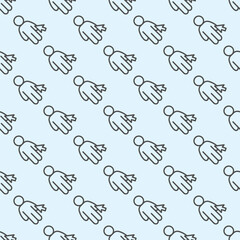 Poster - Human and mouse cursor line seamless pattern, remote work theme. Vector graphics. Man, person with mouse pointer sign with background, repeat line icon.