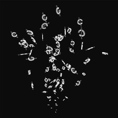 Poster - A black and white image of a hand with many small circles falling from it. The circles are all different sizes and are scattered throughout the image. Scene is chaotic and disordered