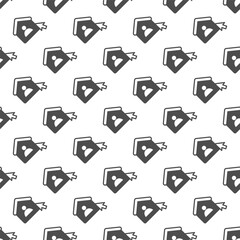 Poster - Home user and mouse cursor solid seamless pattern, remote work theme. Vector graphics. User house with mouse pointer sign with background, repeat glyph icon.