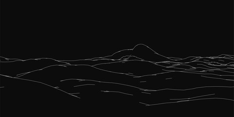 Poster - The image is a black and white of a wave with many lines. The lines are scattered throughout the image, creating a sense of movement and energy