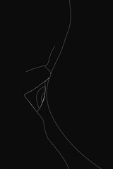 Poster - A black and white drawing of a woman's body with a line drawn through it. Concept of vulnerability and fragility, as if the woman's body has been broken or damaged