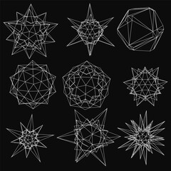 Poster - A set of nine abstract shapes in black and white. The shapes are all different sizes and are arranged in a grid. The shapes appear to be geometric and have a modern, minimalist feel