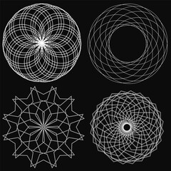 Poster - Four different types of abstract circles are shown in black and white. The circles vary in size and shape, but all have a similar design