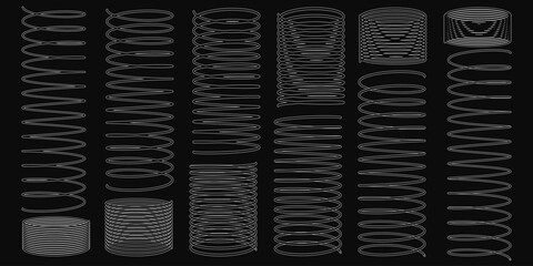 Poster - A series of black and white images of springs. The images are all different sizes and shapes, but they all have a similar look to them. The mood of the images is somewhat abstract and surreal