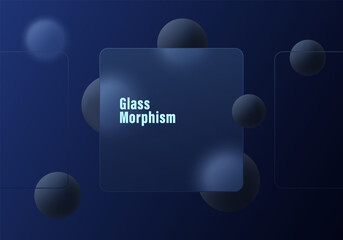 Canvas Print - website landing page template with glass morphism effect. presentation carousel with glass overlay e