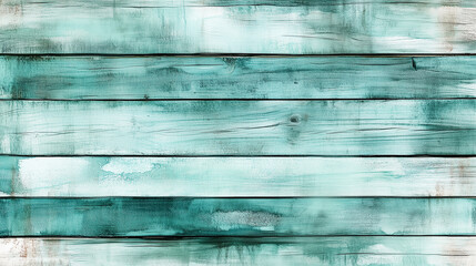 Wall Mural - teal watercolor wooden planks texture on white or transparent background