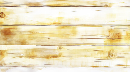 Wall Mural - yellow watercolor wooden planks texture on white or transparent background